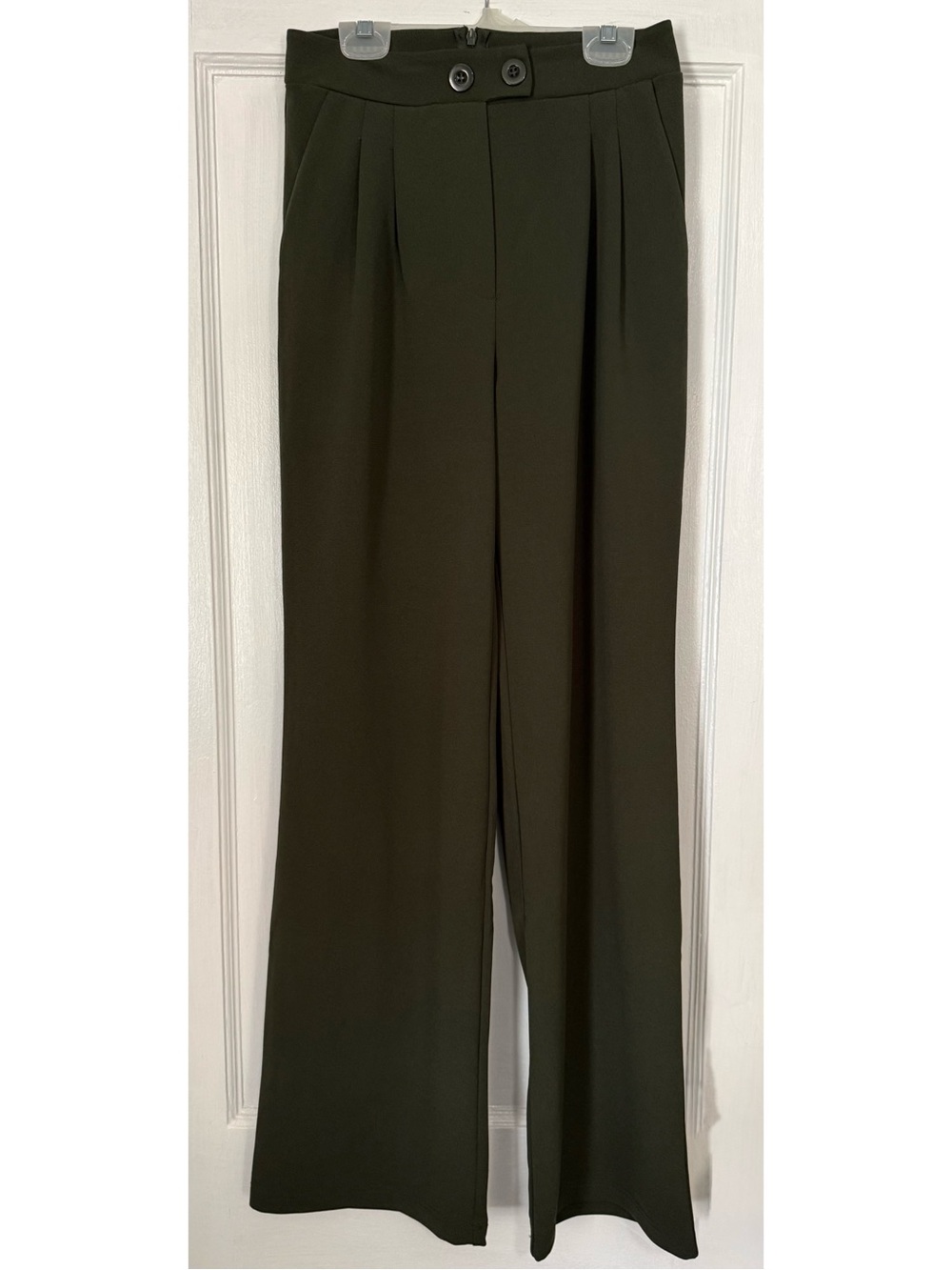 Fashion Nova Wide Leg High-Waist Pants in Dark Olive